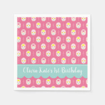 Patrón floral Chica rosado Primer cumpleaños