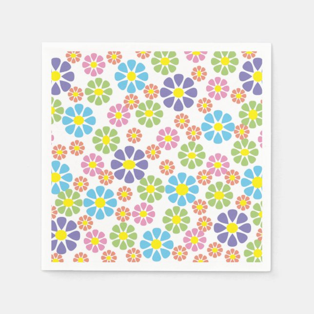 Servilleta De Papel Patrón floral colorido (Anverso)