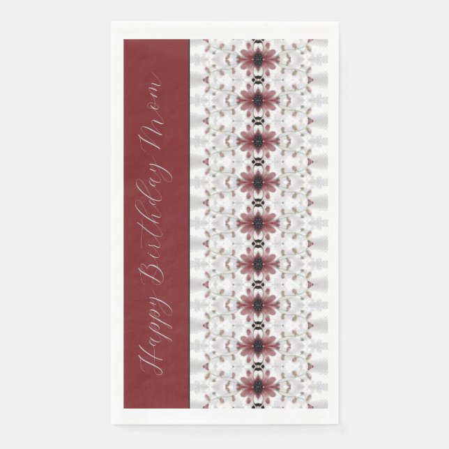 Servilleta De Papel Patrón floral con borgoña (Anverso)