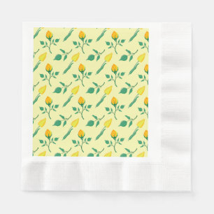 Servilleta De Papel Patrón floral con flores amarillas de rosa y tulip