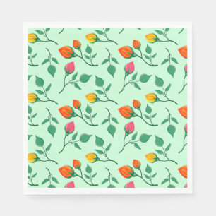 Servilleta De Papel Patrón floral con flores subió de color