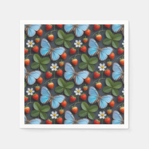Servilleta De Papel Patrón floral con mariposas Morpho azules