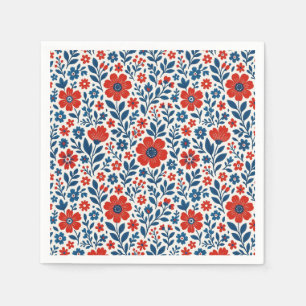 Servilleta De Papel Patrón floral con tema de USA/americano