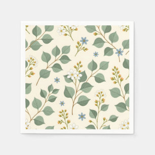 Servilleta De Papel Patrón floral continuo de eucalipto