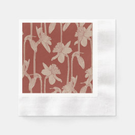Servilleta De Papel Patrón floral continuo, flores de narcisos.