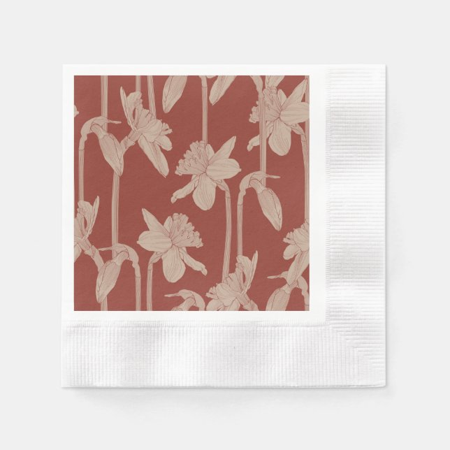 Servilleta De Papel Patrón floral continuo, flores de narcisos. (Anverso)