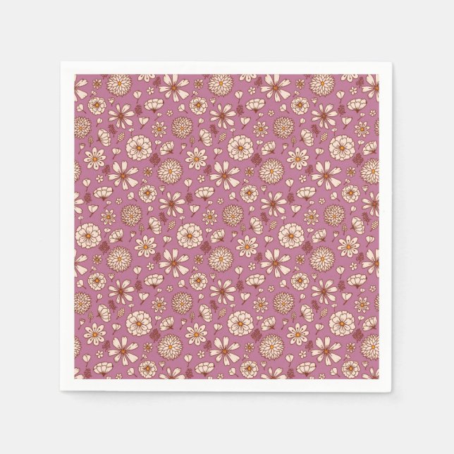 Servilleta De Papel patrón floral continuo granate (Anverso)