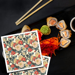 Servilleta De Papel Patrón floral de arte Ukiyo-E japonés