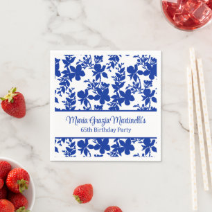 Servilleta De Papel Patrón floral de Azure azul personalizado de moda