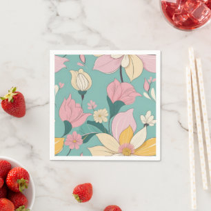 Servilleta De Papel Patrón floral de color pastel suave