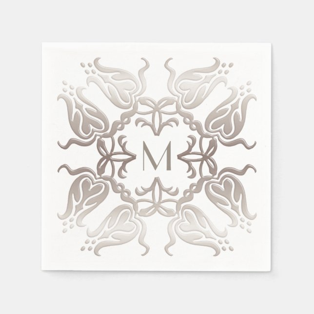 Servilleta De Papel Patrón floral de estilo barroco. (Anverso)