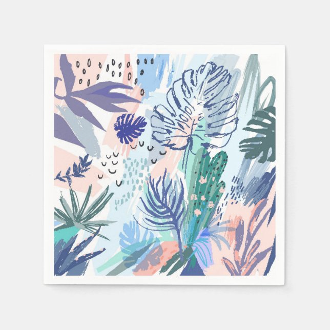 Servilleta De Papel Patrón floral de estilo tropical (Anverso)