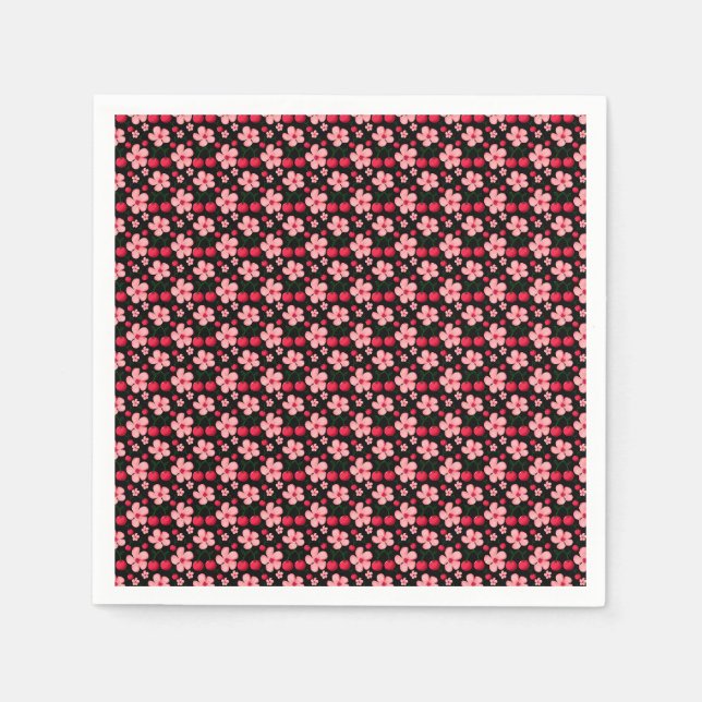 Servilleta De Papel Patrón floral de flor de cerezo, flores rosadas (Anverso)