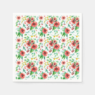 Servilleta De Papel Patrón floral de flores rosadas pintadas a mano-23