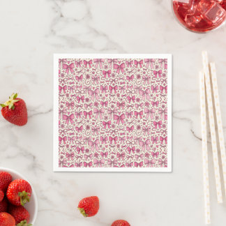 Servilleta De Papel Patrón floral de lazo de acuarela rosa y crema