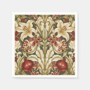 Servilleta De Papel Patrón floral de lirio y granada de William Morris