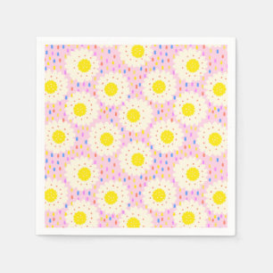Servilleta De Papel Patrón floral de margarita rosa retro groovy de lo