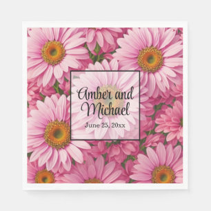 Servilleta De Papel Patrón floral de margaritas rosa retro
