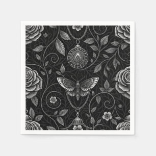 Servilleta De Papel Patrón floral de mariposa gótica (3)