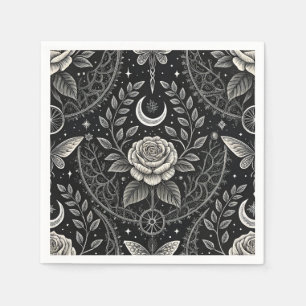 Servilleta De Papel Patrón floral de mariposa gótica (4)