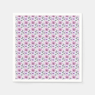 Servilleta De Papel Patrón floral de mariposa morada Cottagecore lindo