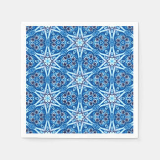 Servilleta De Papel Patrón floral de nieve azul