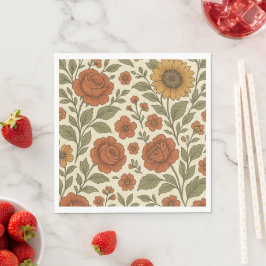 Servilleta De Papel Patrón Floral de Otoño Vintage – Botánica Rústica