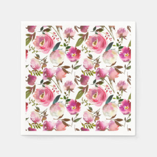 Servilleta De Papel Patrón floral de primavera en acuarela