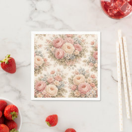 Servilleta De Papel Patrón floral de rosa vintage | Pastel elegante