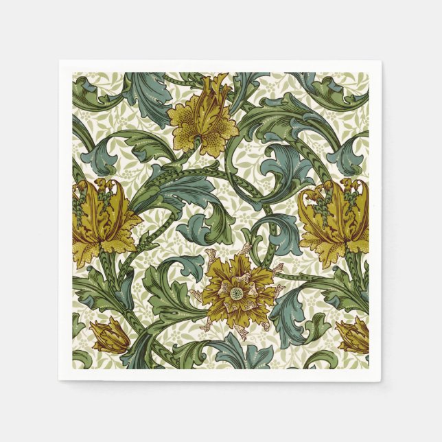 Servilleta De Papel Patrón floral de un solo stem de William Morris (Anverso)