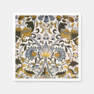 Servilleta De Papel Patrón floral de William Morris Lodden: azul dorad