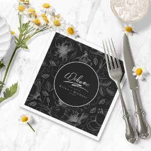 Servilleta De Papel Patrón floral del Boda de caligrafía de amor ID940