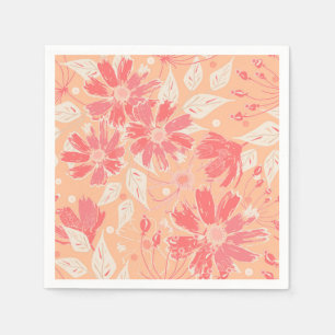 Servilleta De Papel Patrón floral en tonos melocotón de moda