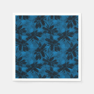 Servilleta De Papel Patrón floral gris y azul.