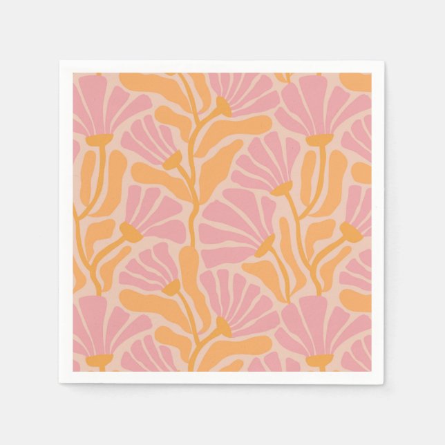 Servilleta De Papel Patrón floral moderno del Siglo Medio (Anverso)