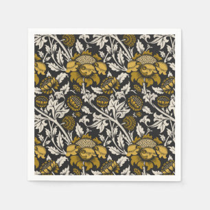 Servilleta De Papel Patrón floral ornamentado con grandes flores dorad