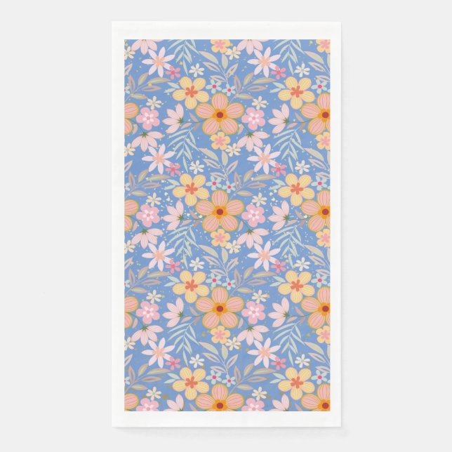 Servilleta De Papel Patrón Floral Pastel C01 Lblue BG (Anverso)