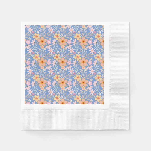 Servilleta De Papel Patrón Floral Pastel C01 Lblue BG (Anverso)