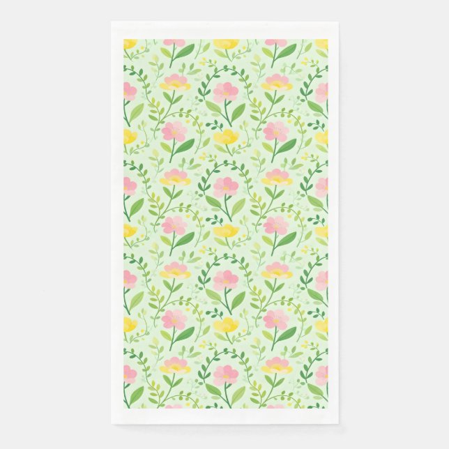 Servilleta De Papel Patrón floral pastel de primavera (Anverso)