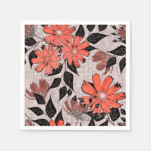 Servilleta De Papel Patrón floral retro.