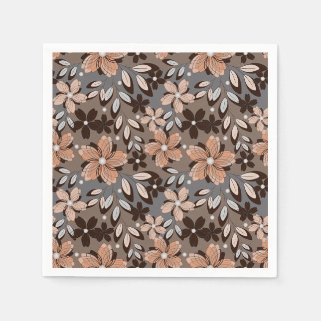 Servilleta De Papel Patrón floral retro. (Anverso)