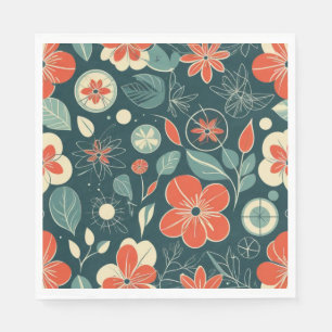 Servilleta De Papel Patrón floral retro Botánica moderna de mediados
