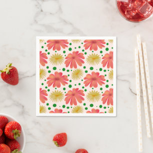 Servilleta De Papel Patrón floral retro brillante sin costuras