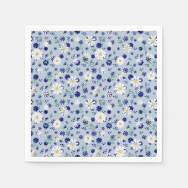 Servilleta De Papel Patrón floral retro con margaritas.