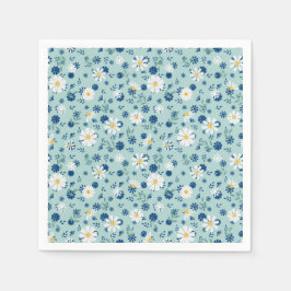 Servilleta De Papel Patrón floral retro con margaritas.