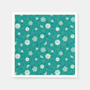 Servilleta De Papel Patrón floral retro. Las margaritas blancas en un