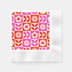 Servilleta De Papel Patrón Floral Retro Vibrante