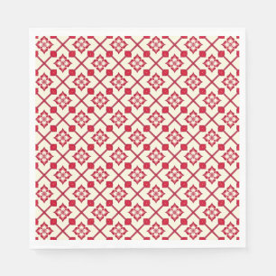 Servilleta De Papel Patrón floral rojo y blanco