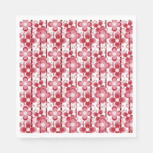 Servilleta De Papel Patrón floral rojo y blanco