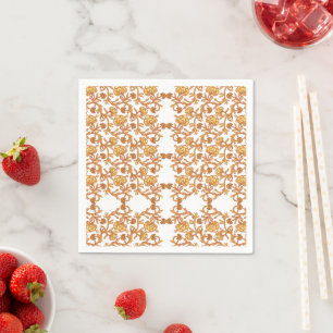Servilleta De Papel Patrón floral simétrico con motivos naranjas